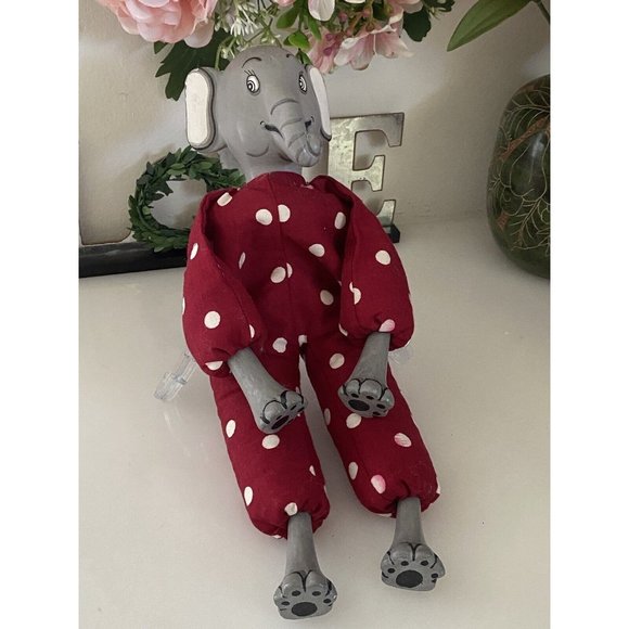 Elephant Toy Beaded Filled Soft Polka Dot Body Hand Painted Face Hands Feet Vtg - Picture 8 of 16